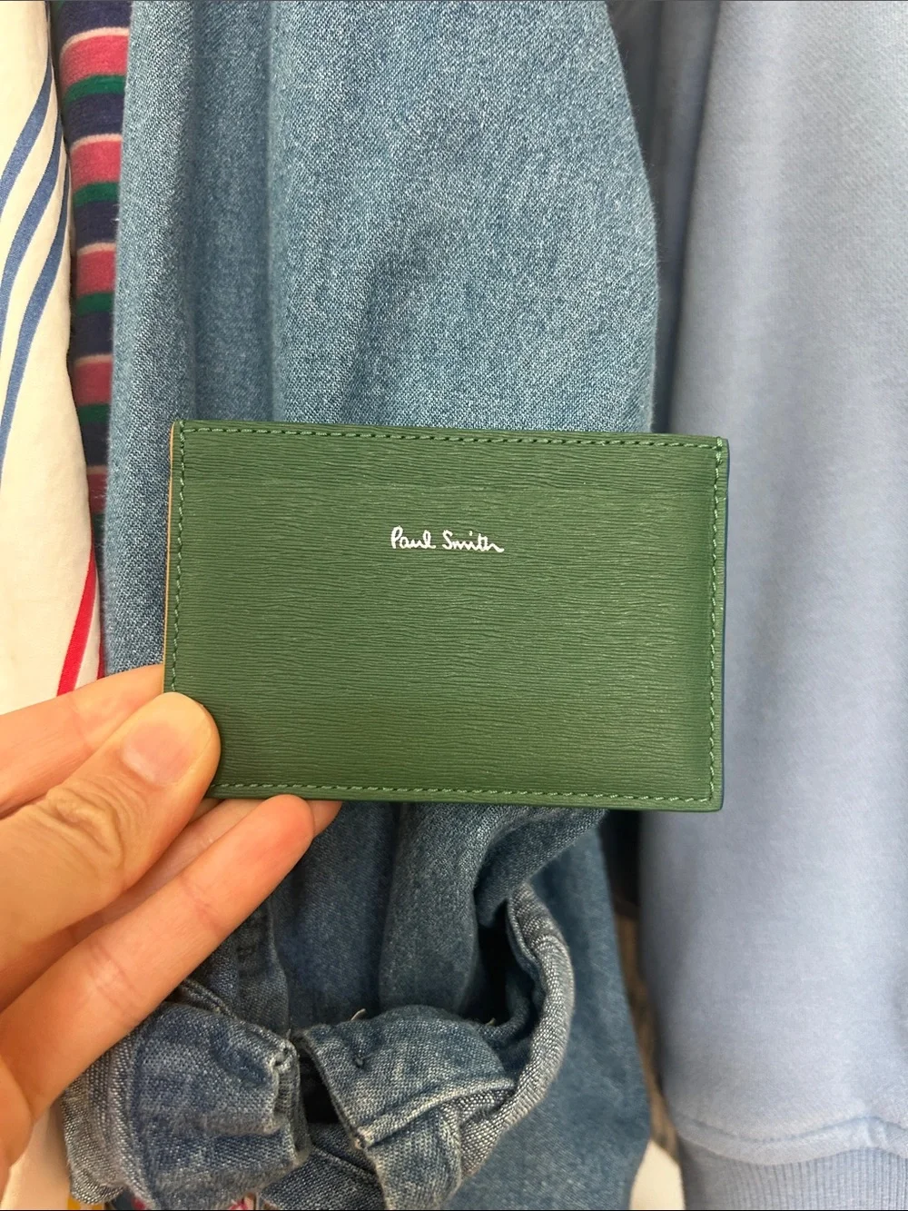 NWT Paul Smith Dark Green Leather Card Sleeve